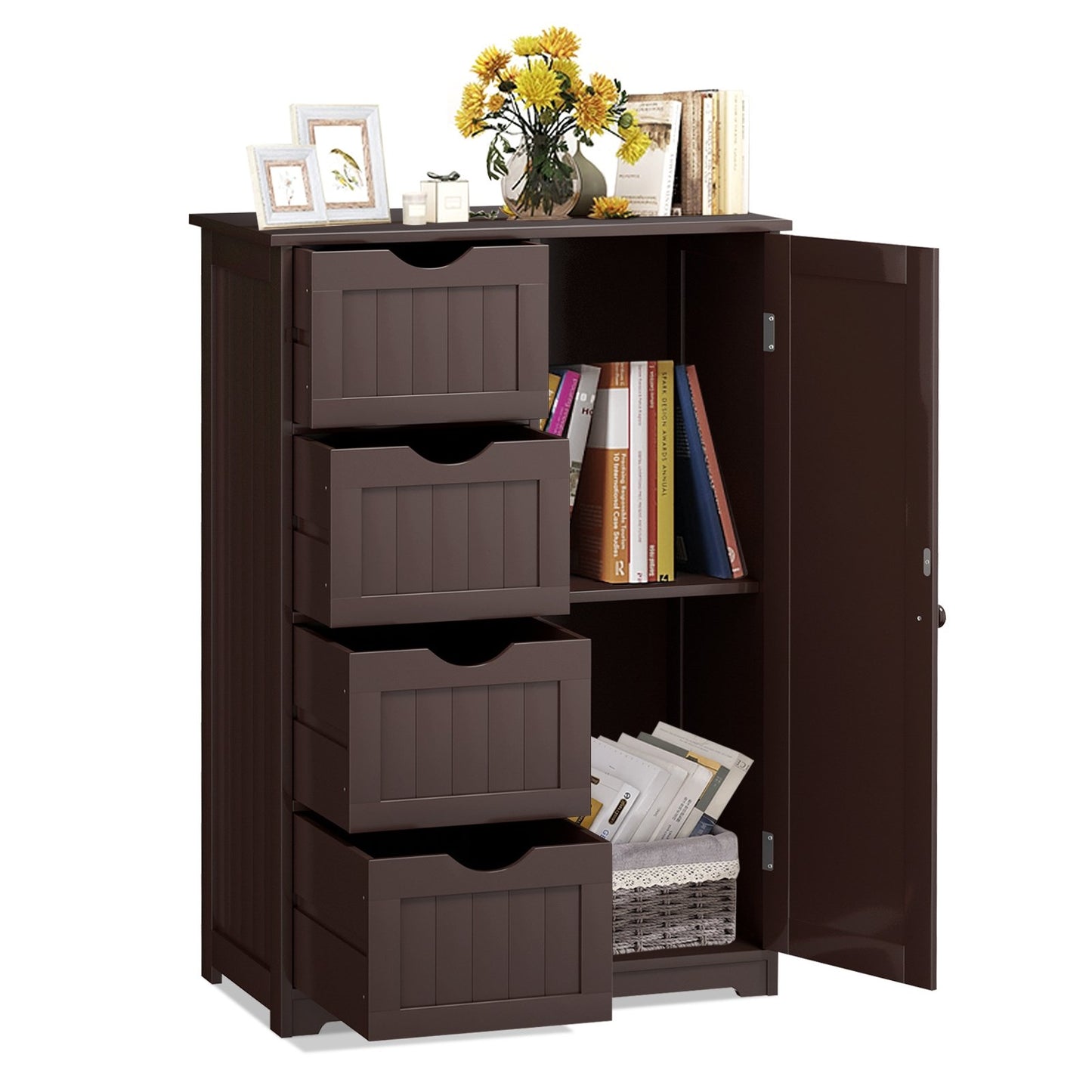 Standing Indoor Wooden Cabinet with 4 Drawers, Brown at Gallery Canada