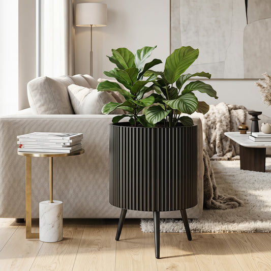 16.5 Inch Plant Pot With Stand, Tapered Legs For Garden Raised Garden Beds Black at Gallery Canada