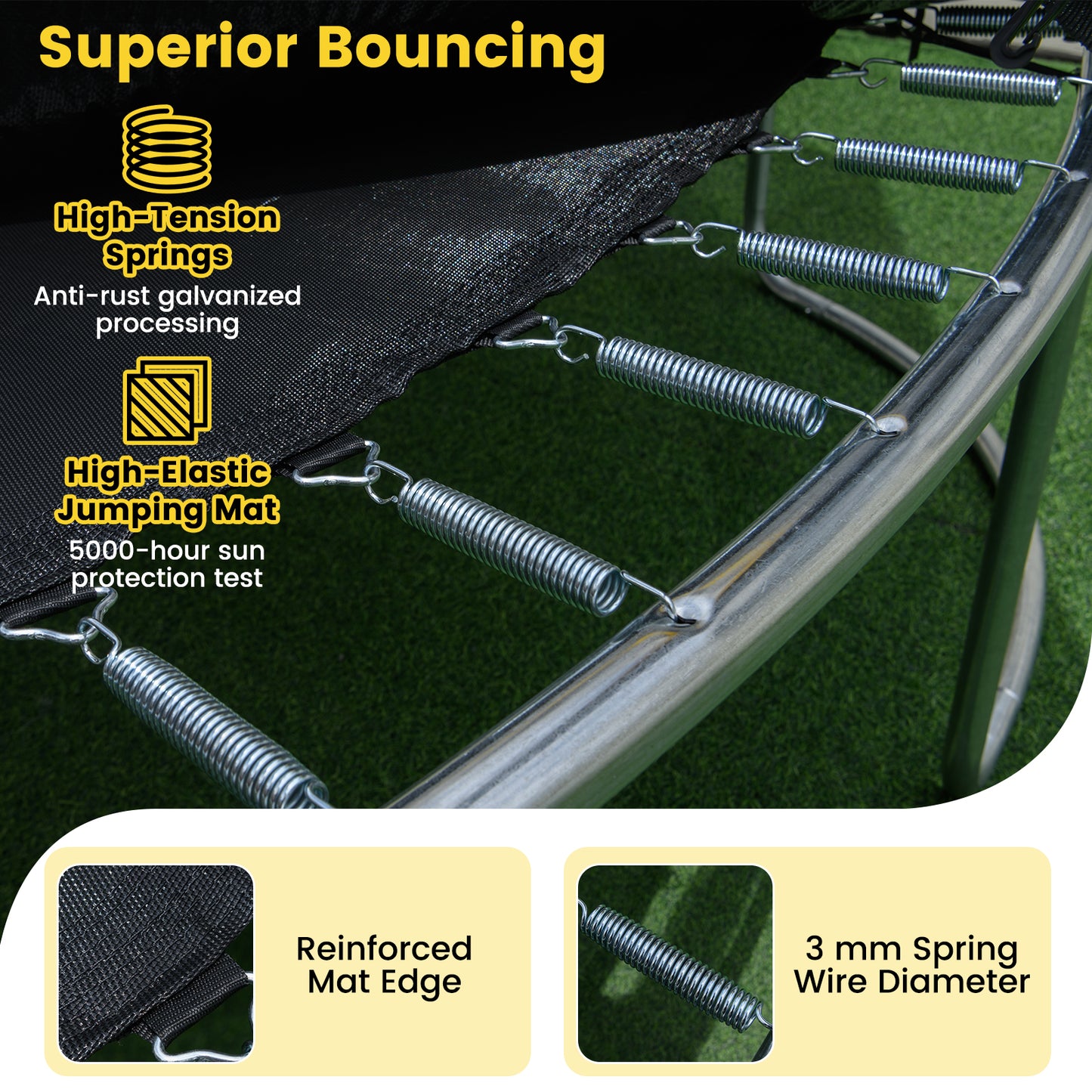 16 FT Outdoor Trampoline, ASTM Compliant, Yellow Trampolines at Gallery Canada