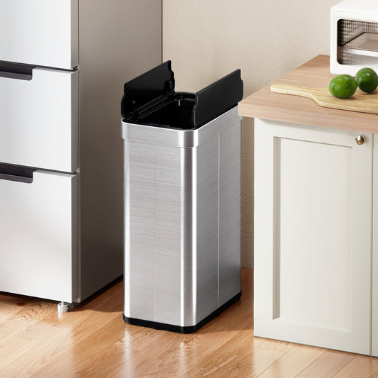 16 Gallon Trash Can with Wing Lids for Bedroom Bathroom Kitchen, Silver Kitchen Trash Cans Silver at Gallery Canada