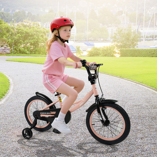 16 Inch Kids Bike, Adjustable, Removable Training Wheels, 3-8 Years, Pink Kids Bike Pink at Gallery Canada