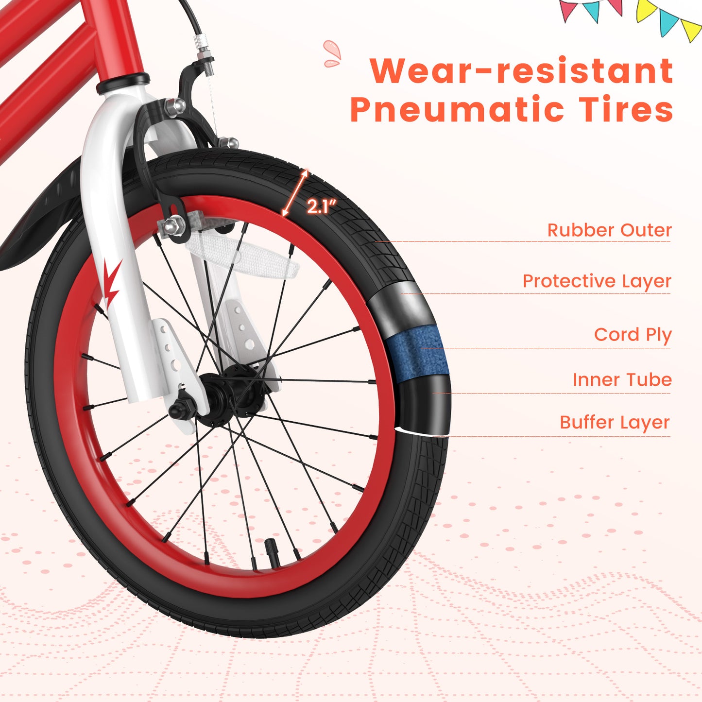 16 Inch Kids Bike, Removable Training Wheels, Red Kids Bike at Gallery Canada