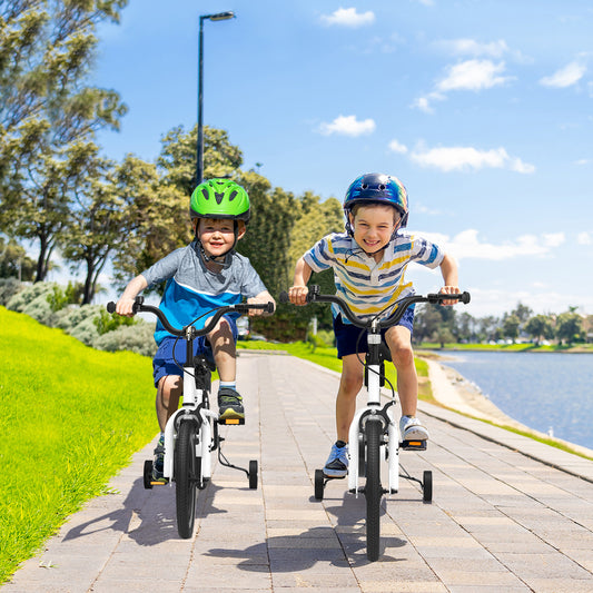 16 Inch Kids Bike, Removable Training Wheels, White, Black Kids Bike Black & White at Gallery Canada