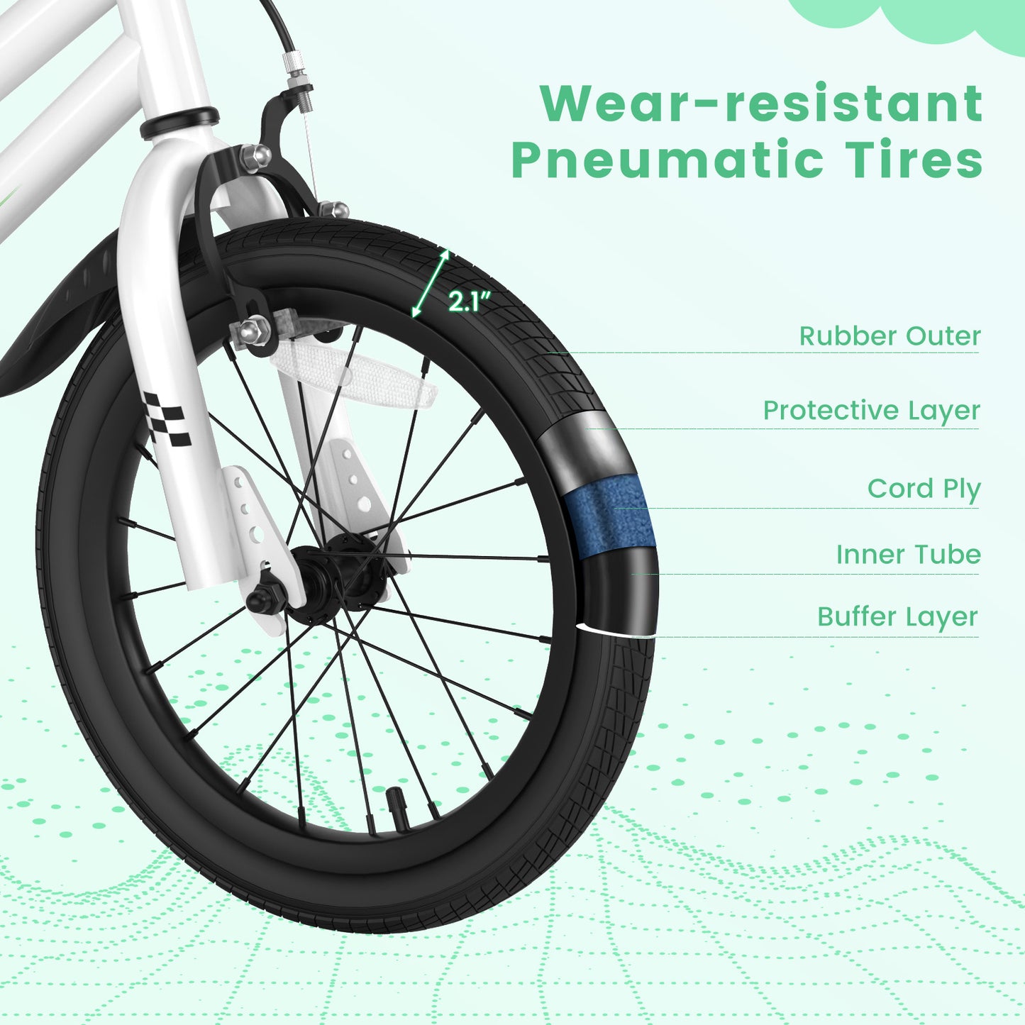 16 Inch Kids Bike, Removable Training Wheels, White, Black Kids Bike at Gallery Canada