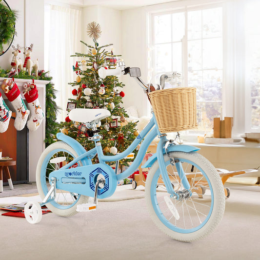 16-Inch Kids Bike With Training Wheels, Adjustable Seat, Blue Kids Bike Blue at Gallery Canada