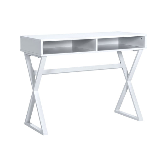 Modern Computer Desk Makeup Vanity Table with 2 Storage Compartments, White at Gallery Canada
