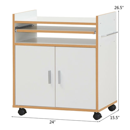 Kitchen Island on Wheels with Removable Shelf and Towel Rack, White
