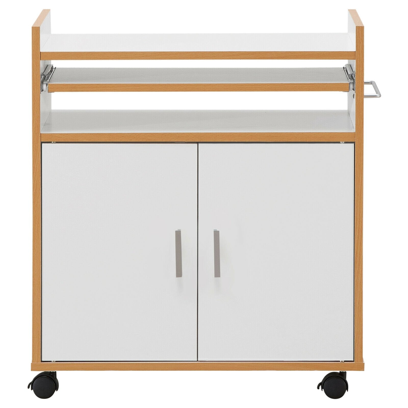 Kitchen Island on Wheels with Removable Shelf and Towel Rack, White at Gallery Canada