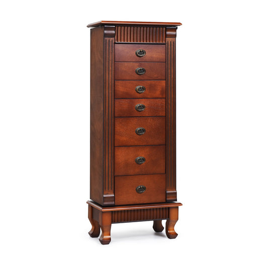 Wooden Jewelry Armoire Cabinet Storage Chest with Drawers and Swing Doors, Brown at Gallery Canada