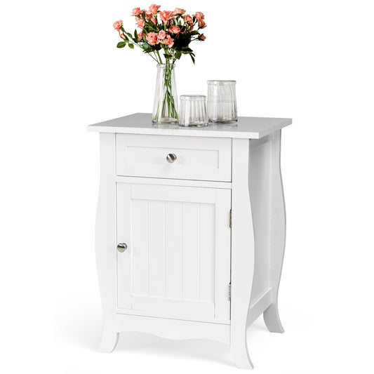Wooden Accent End Table with Drawer Storage Cabinet Nightstand at Gallery Canada