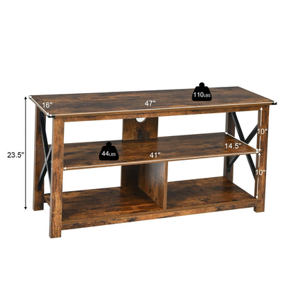 Modern Farmhouse TV Stand Entertainment Center for TV's up to 55-Inch with Open Shelves, Brown