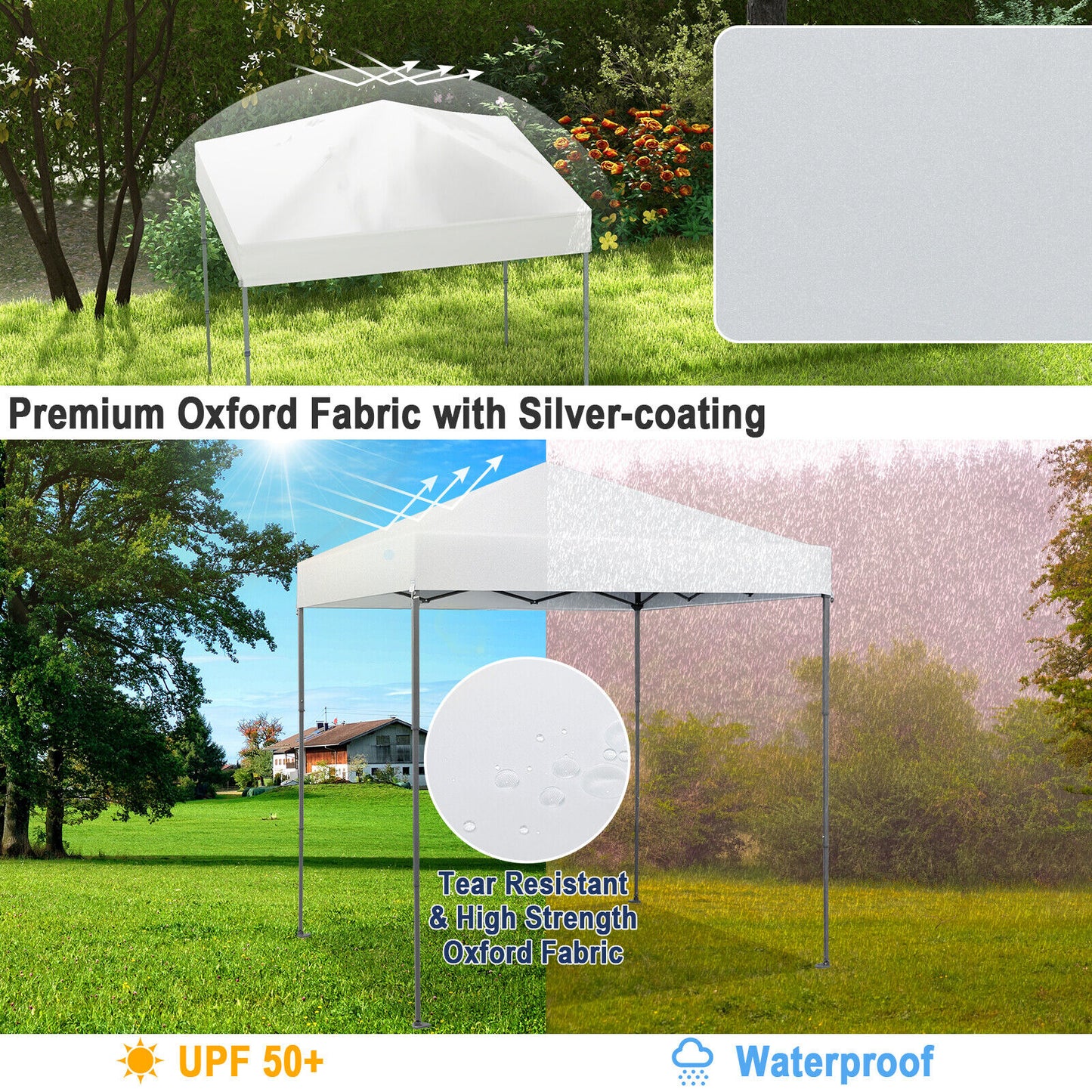 6.6 x 6.6 Feet Outdoor Pop-Up Canopy Tent, UPF 50+ Sun Protection, White Canopies at Gallery Canada