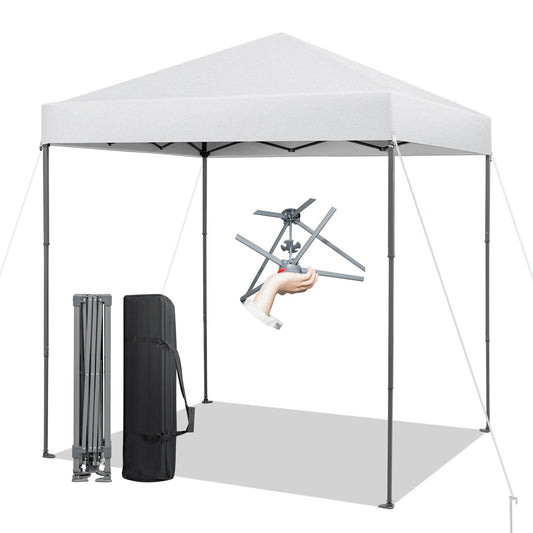 6.6 x 6.6 Feet Outdoor Pop-up Canopy Tent with UPF 50+ Sun Protection, White