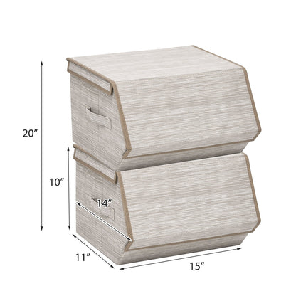 Set of 4 Storage Bins Stackable Cubes with Lid, Brown at Gallery Canada