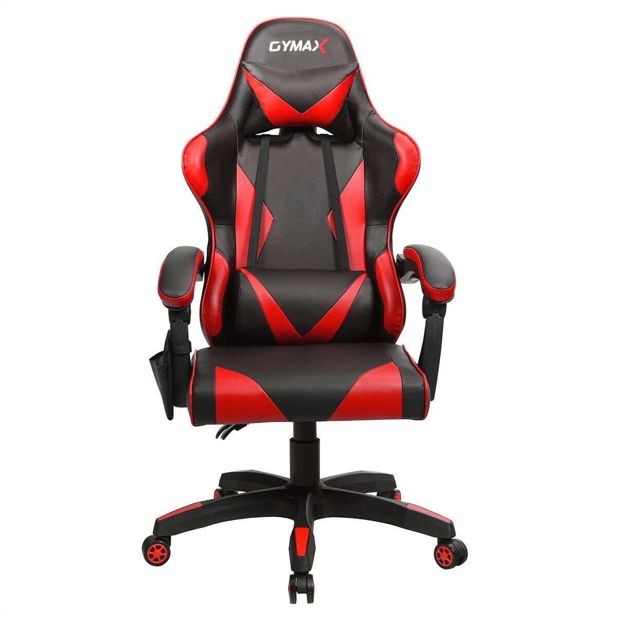 Gaming Chair Reclining Swivel with Massage Lumbar Support, Red at Gallery Canada