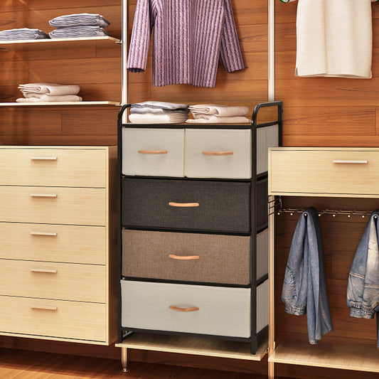 4-Tier Organizer Tower, Steel Frame, Wooden Top, 5-Drawer Dresser, Multicolor Dressers & Chests Multicolor at Gallery Canada