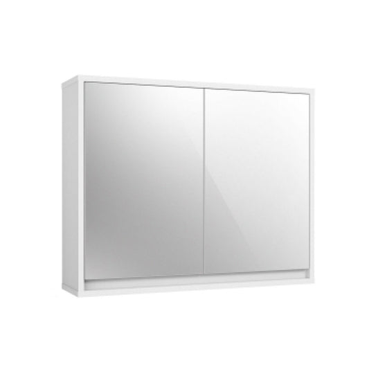2-Door Wall-Mounted Bathroom Mirrored Medicine Cabinet, White