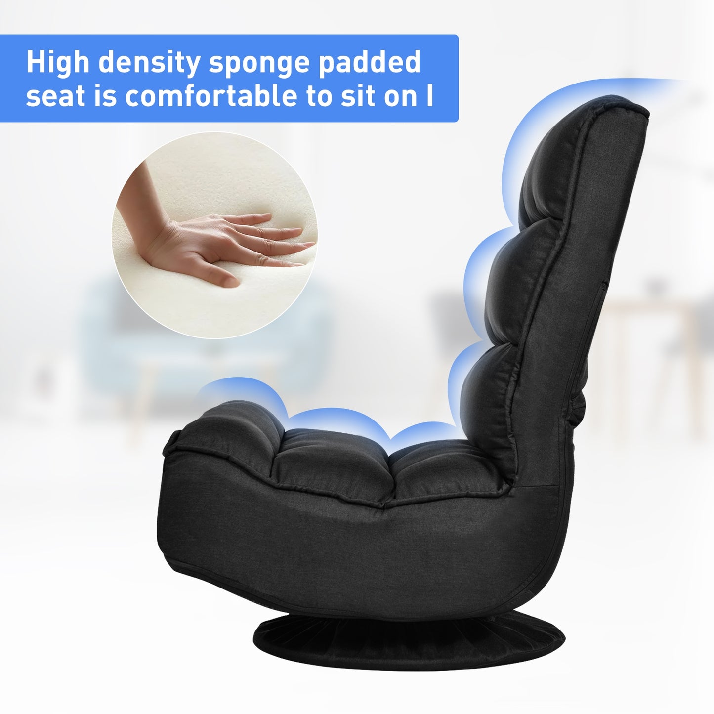 5-Position Folding Floor Gaming Chair, Black Floor Chairs at Gallery Canada