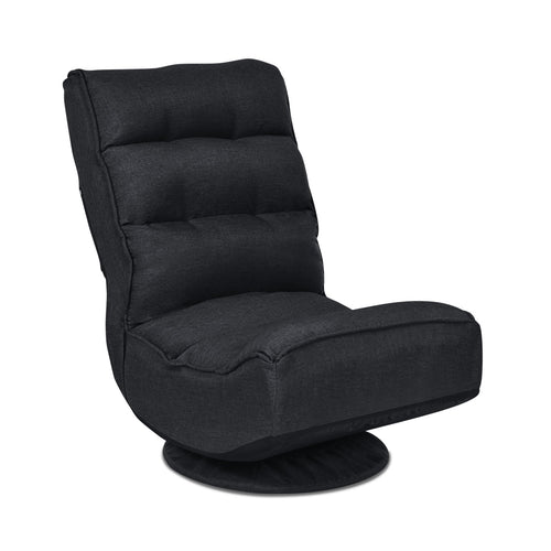 5-Position Folding Floor Gaming Chair, Black