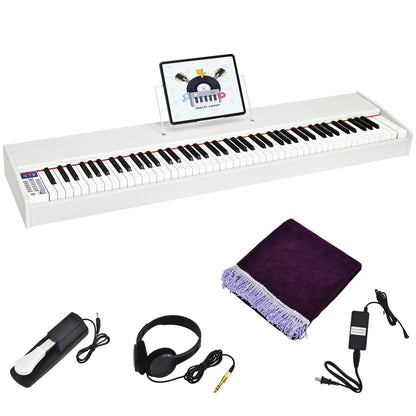 88-Key Full Size Digital Piano Weighted Keyboard with Sustain Pedal, White at Gallery Canada