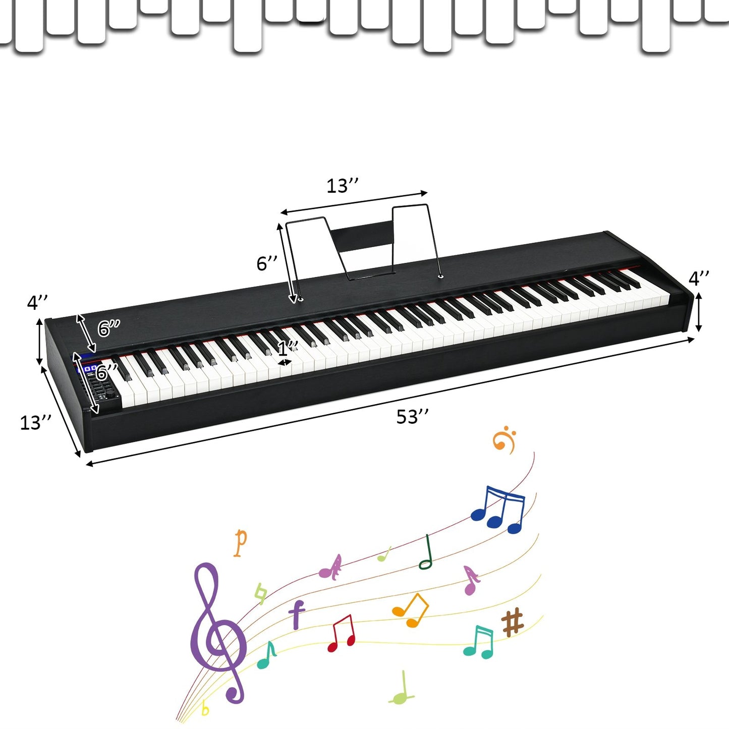 88-Key Full Size Digital Piano Weighted Keyboard with Sustain Pedal, Black