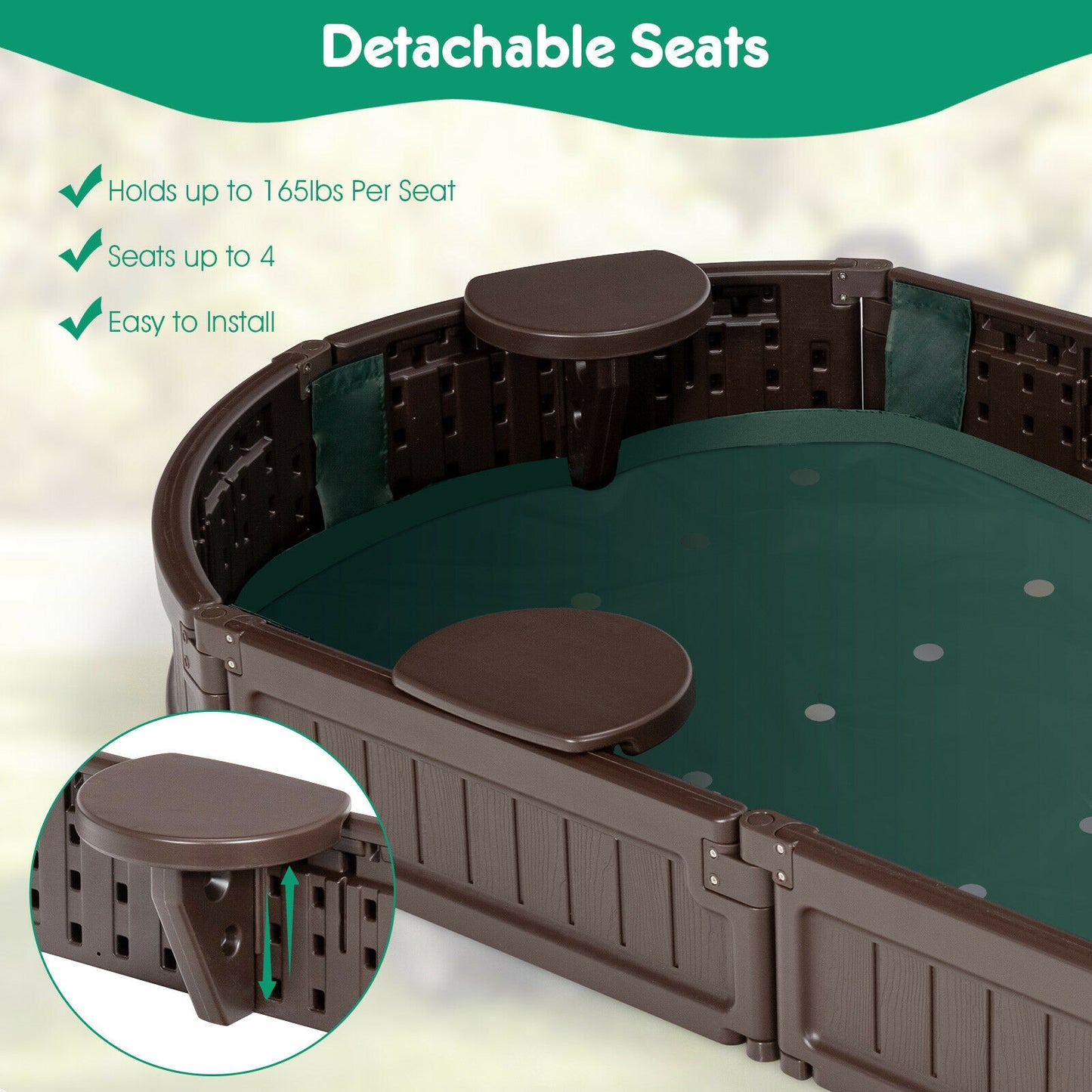 Sandbox With Built-In Corner Seat, Brown Sandboxes at Gallery Canada