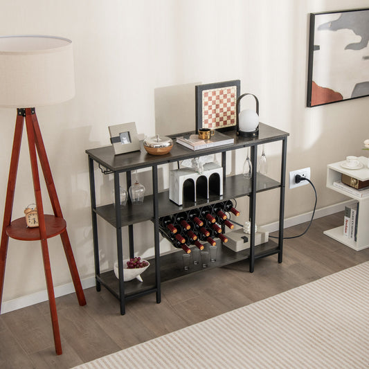 Industrial Wine Rack Cabinet With Storage Shelves, Gray Wine Racks Gray at Gallery Canada