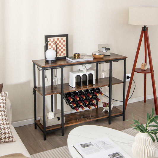 Industrial Wine Rack Cabinet With Storage Shelves, Brown Wine Racks Brown at Gallery Canada