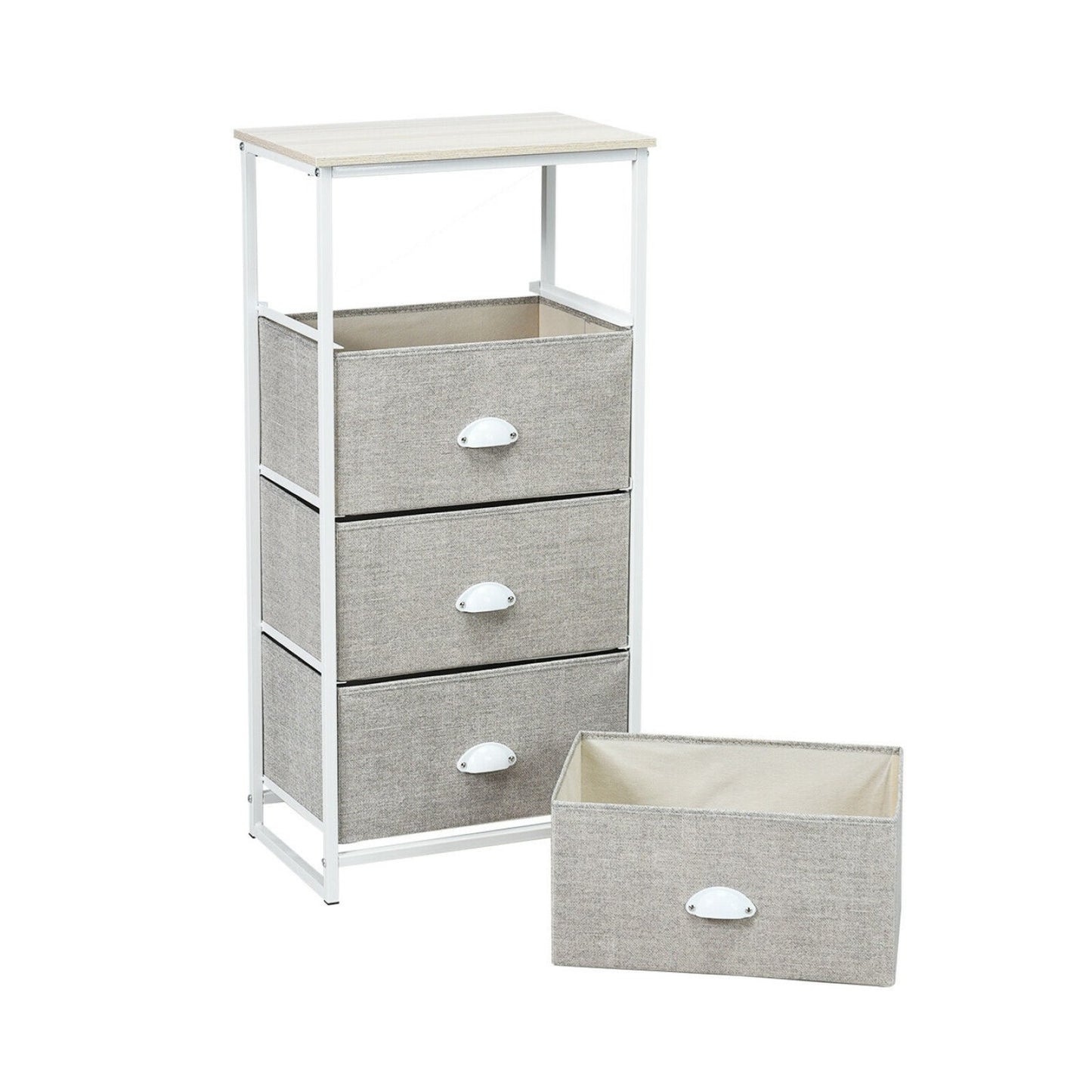 Chest Storage Tower Side Table Display Storage with 4 Drawers, Gray at Gallery Canada