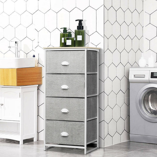 Chest Storage Tower Side Table Display Storage with 4 Drawers, Gray Dressers & Chests Gray at Gallery Canada