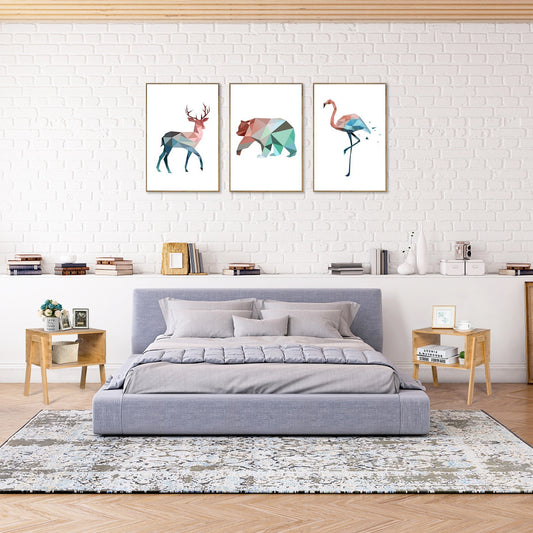 2 Pieces Bamboo Nightstand Sofa Table with Storage Shelf, Natural End & Side Tables Natural at Gallery Canada