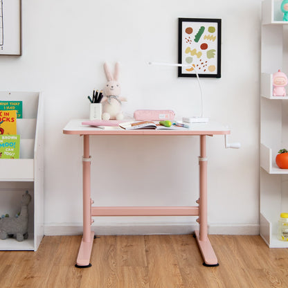 32 x 24 Inch Height Adjustable Desk with Hand Crank Adjusting for Kids, Pink at Gallery Canada