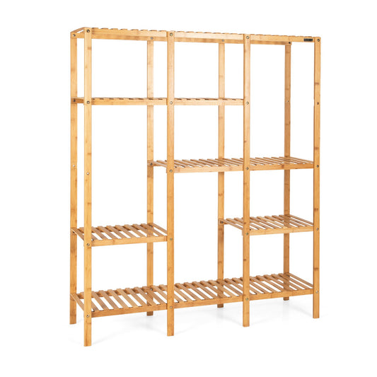 Multifunctional Bamboo Shelf Storage Organizer Rack, Natural