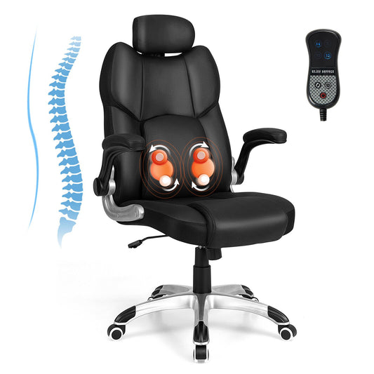 Kneading Massage Office Chair with Adjustable Headrest, Black