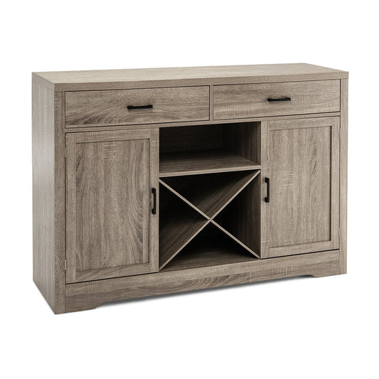 Wooden Buffet Cabinet with 2 Large Storage Drawers and Detachable Wine Rack, Walnut at Gallery Canada