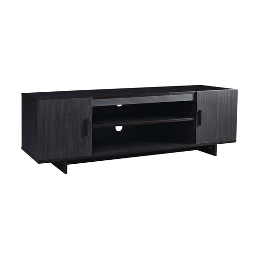 Modern Wood Universal TV Stand for TV up to 65 Inch with 2 Storage Cabinets, Dark Gray
