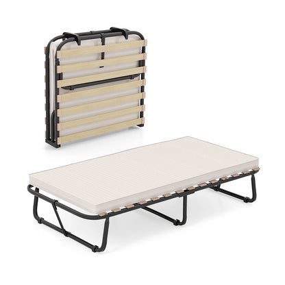Twin Size Folding Guest Bed with Memory Foam Mattress Made in Italy, Black at Gallery Canada
