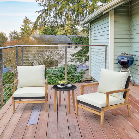3 Piece Patio Furniture Set, Cushioned Chairs, Tempered Glass Table, Brown Patio Conversation Sets Brown at Gallery Canada