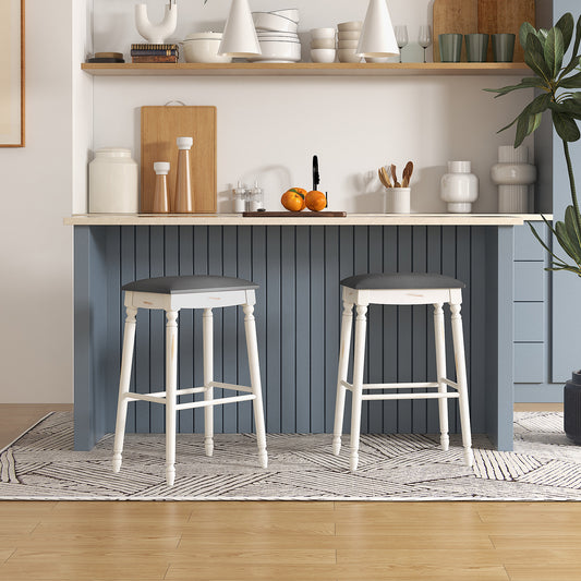 29 Inch Bar Stool Set, Padded Seat Cushions, Wood Legs Bar Stools Options at Gallery Canada