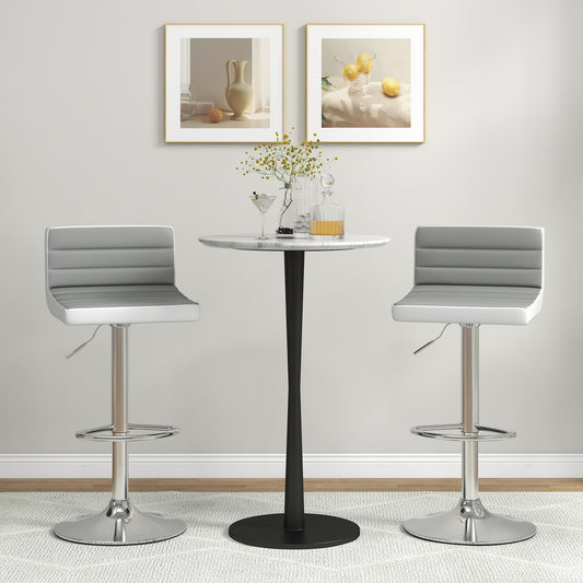 Adjustable Barstool Set, 2 Pack, PU Leather, Gray Bar Stools Gray at Gallery Canada
