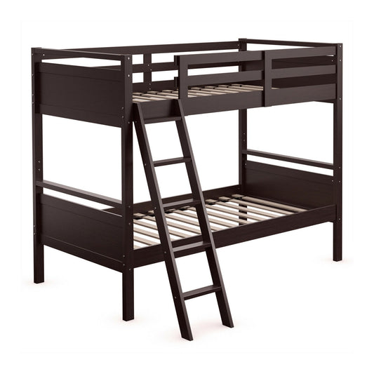 Twin Over Twin Bunk Bed Convertible 2 Individual Beds Wooden , Dark Brown at Gallery Canada