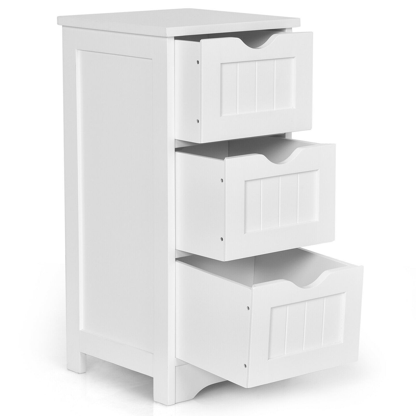 Wooden Bathroom Storage Cabinet, 3-Tier Free Standing Organizer, White Floor Cabinets at Gallery Canada