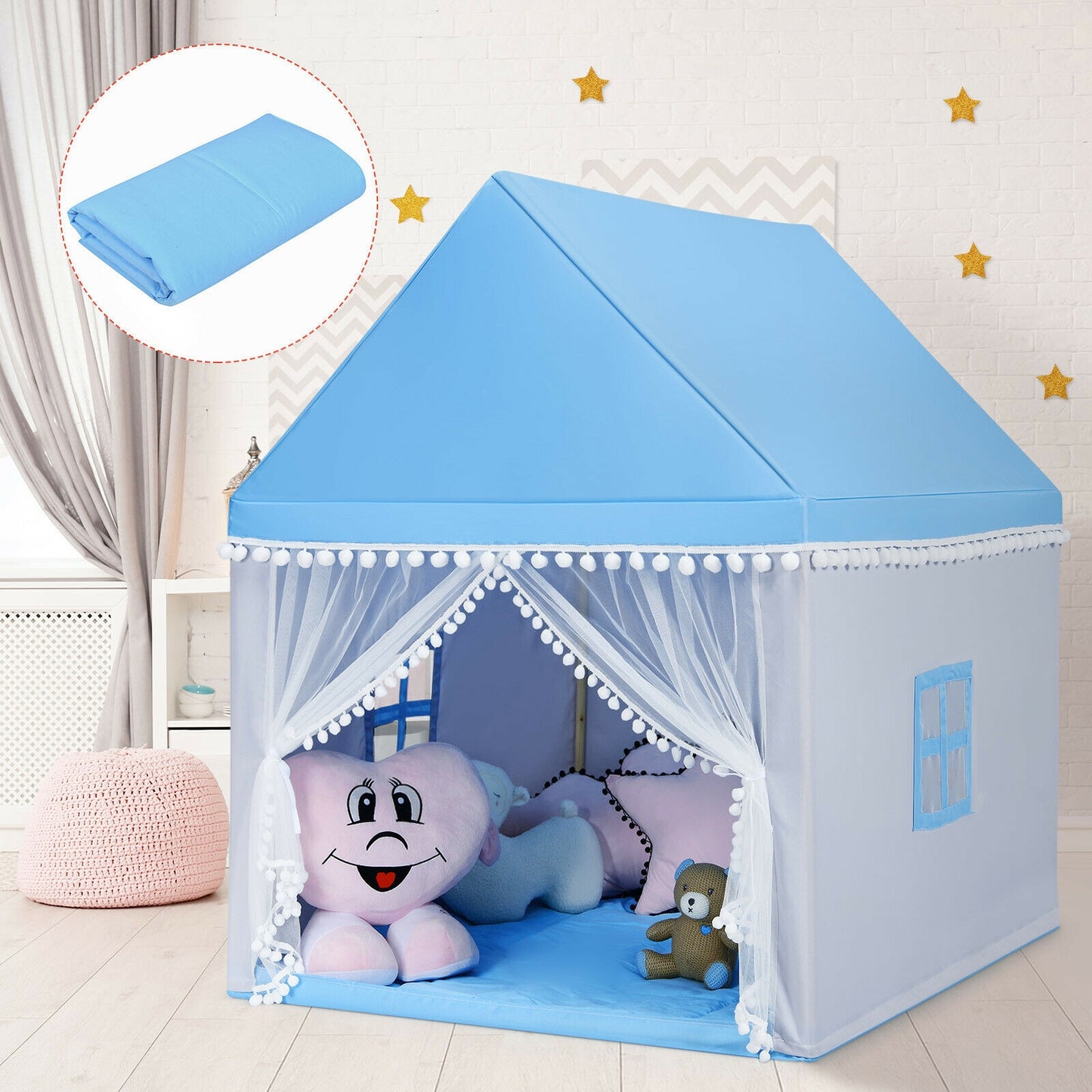 Kids Play Tent, Large, With Mat, Playhouse Castle, Blue Play Tents & Playhouse at Gallery Canada