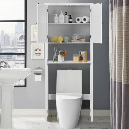 Over The Toilet Bathroom Storage Space Saver with Shelf, White