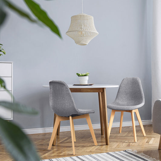 Modern Dining Chair Set, 4 Pieces, Wood Legs, Fabric Cushion, Gray Dining Chairs Gray at Gallery Canada