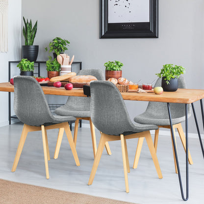 4 Pieces Modern Dining Chair Set with Wood Legs and Fabric Cushion Seat, Gray at Gallery Canada