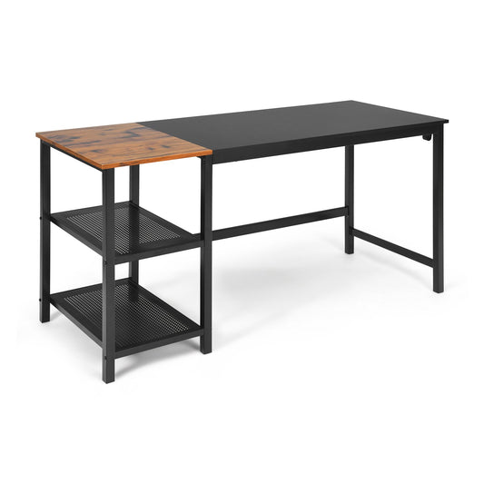 59 Inch Home Office Computer Desk with Removable Storage Shelves, Black
