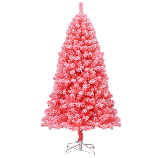 Pink Christmas Tree with Snow Flocked PVC Tips and Metal Stand-6.5 ft, Pink at Gallery Canada