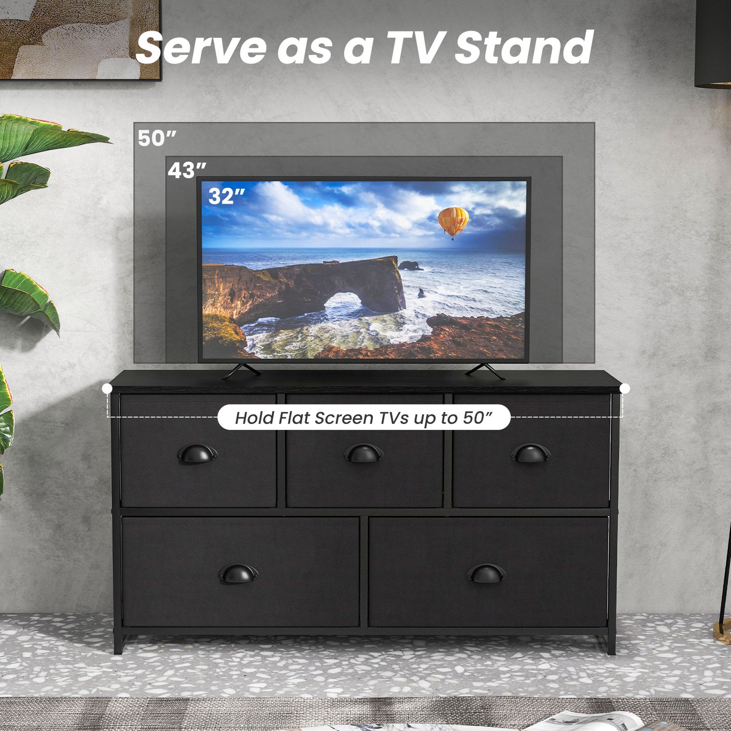 5 Cube Foldable Cloth Dresser Storage Tower, Black Dressers & Chests at Gallery Canada