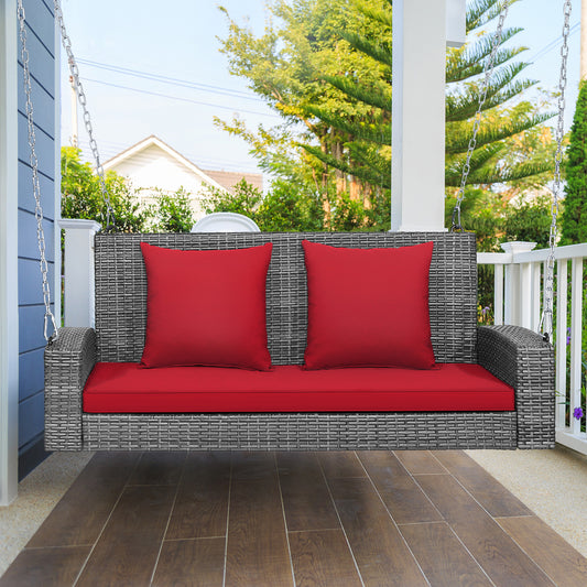 2-Person Patio PE Wicker Hanging Porch Swing Bench Chair Cushion 800 Pounds, Red Porch Swings Red at Gallery Canada
